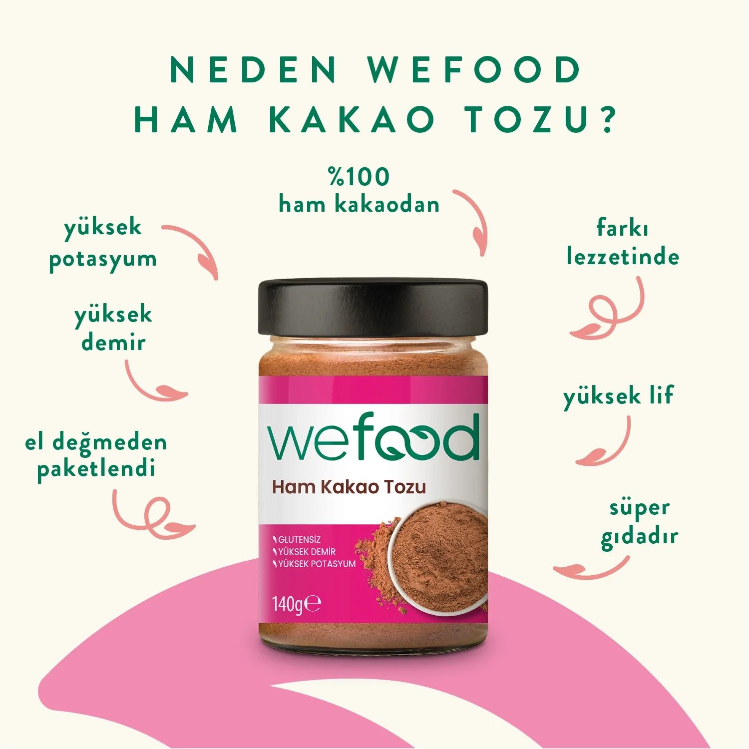 Wefood Ham Kakao Tozu 140gr - Görsel 3