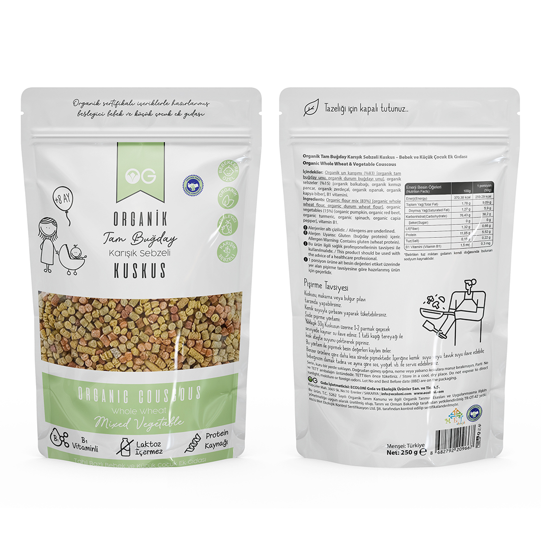Og Natural Organik Karışık Sebzeli Bebek Kuskus 250gr - Görsel 2