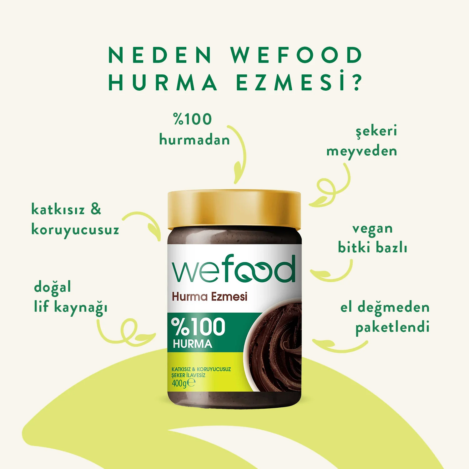 Wefood %100 Sade Hurma Ezmesi 400gr - Görsel 4