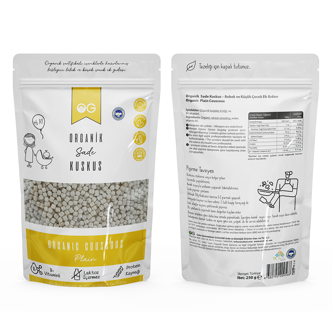 Og Natural Organik Sütsüz Yumurtasız Bebek Kuskus 250gr - Görsel 2