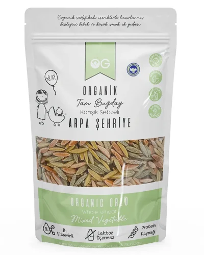 Og Natural Organik Karışık Sebzeli Tam Buğday Arpa Şehriye 250 Gr +8 Ay