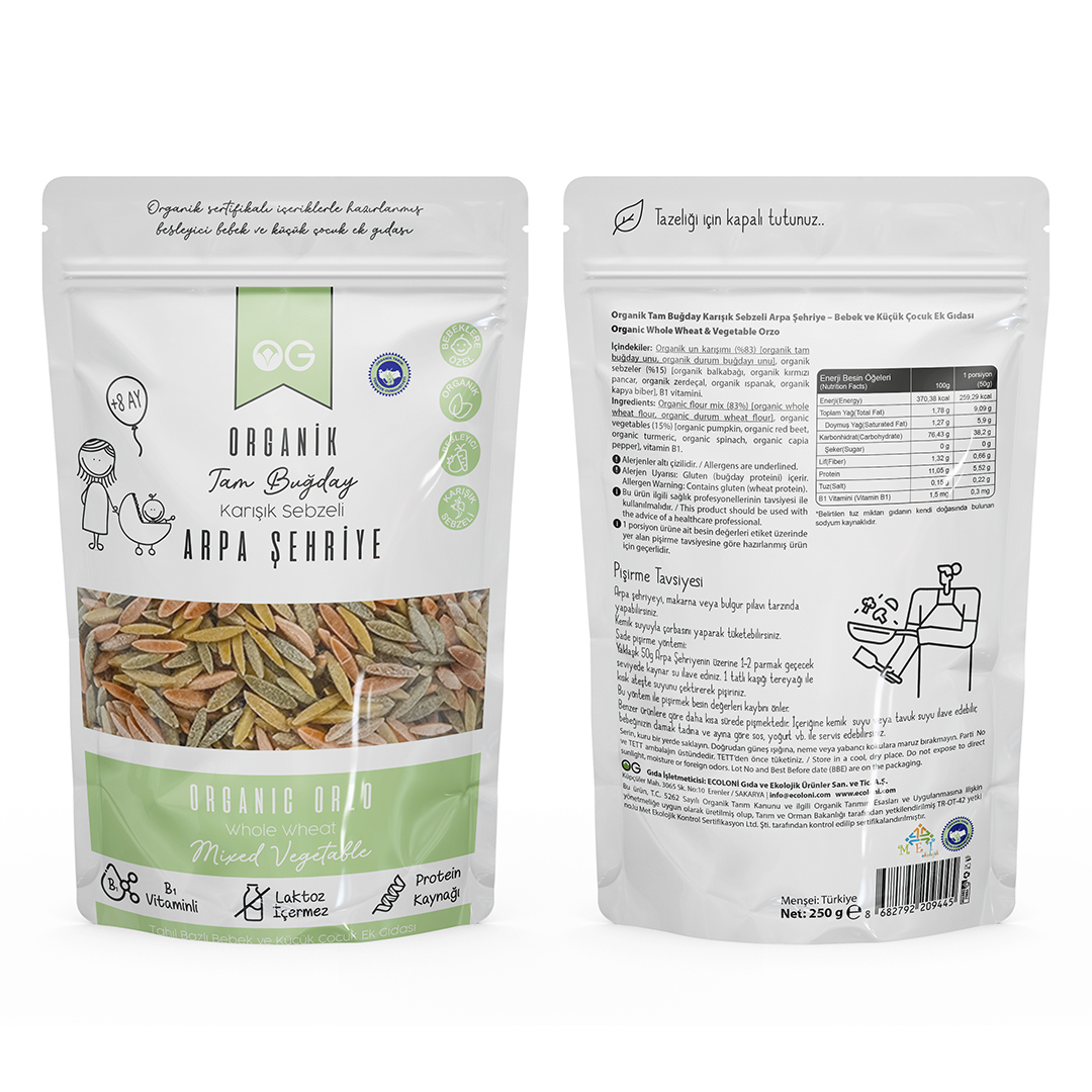 Og Natural Organik Karışık Sebzeli Tam Buğday Arpa Şehriye 250 Gr +8 Ay - Görsel 2