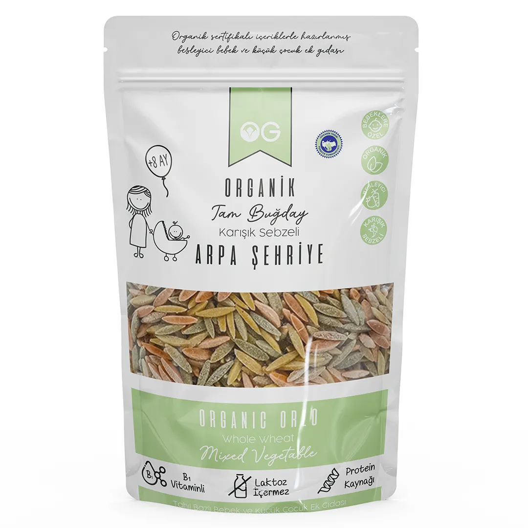 Og Natural Organik Karışık Sebzeli Tam Buğday Arpa Şehriye 250 Gr +8 Ay