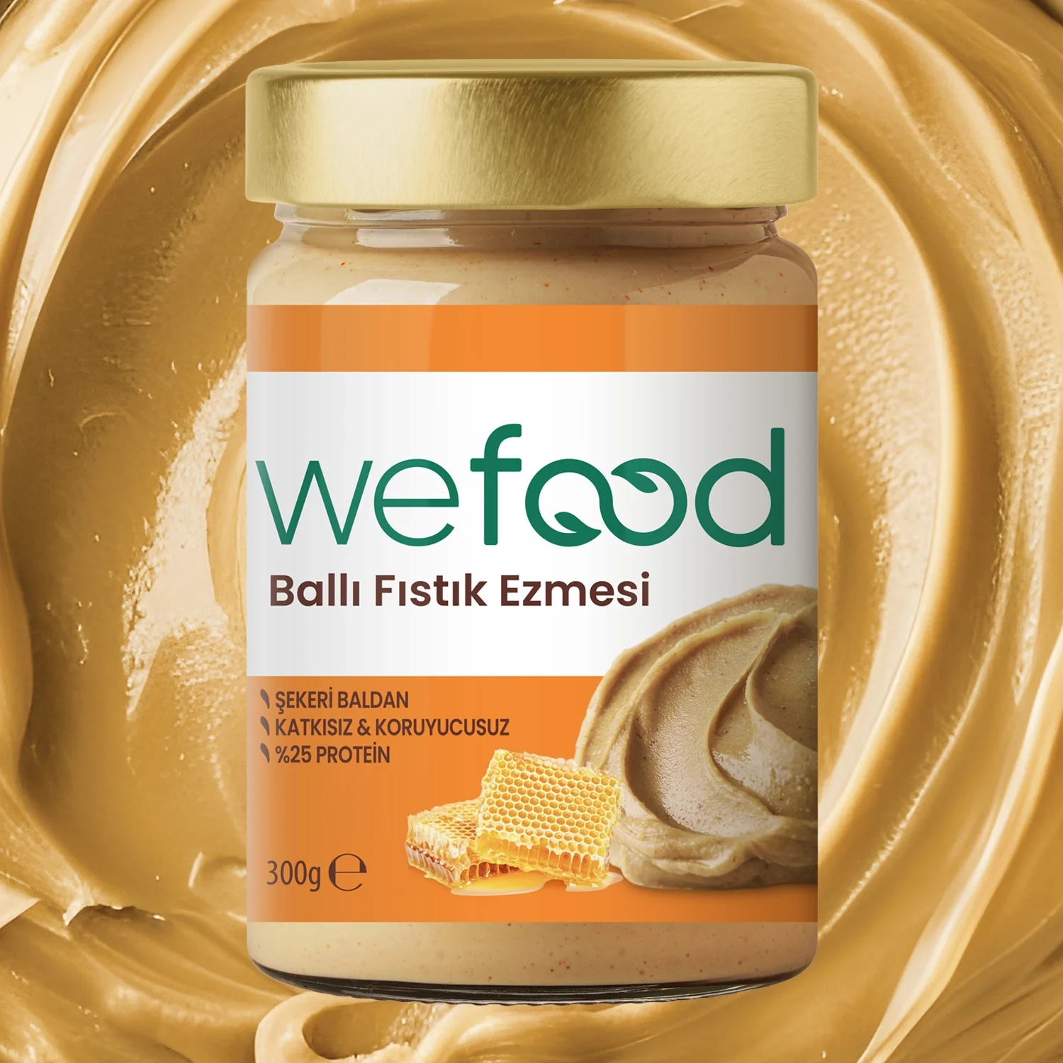 Wefood Şekersiz Ham Ballı Fıstık Ezmesi 300 gr (Fıstık Parçacıklı) - Görsel 2