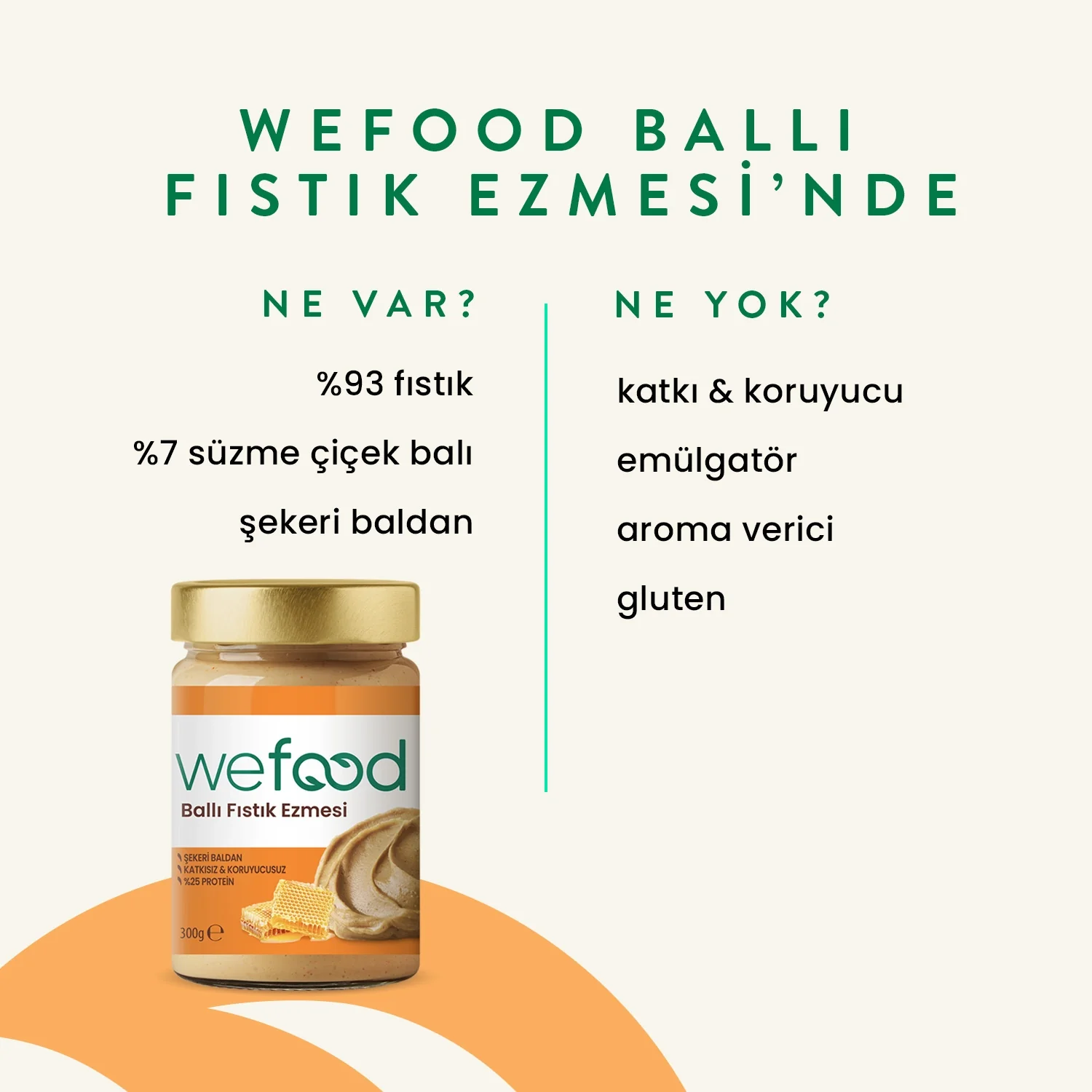 Wefood Şekersiz Ham Ballı Fıstık Ezmesi 300 gr (Fıstık Parçacıklı) - Görsel 4