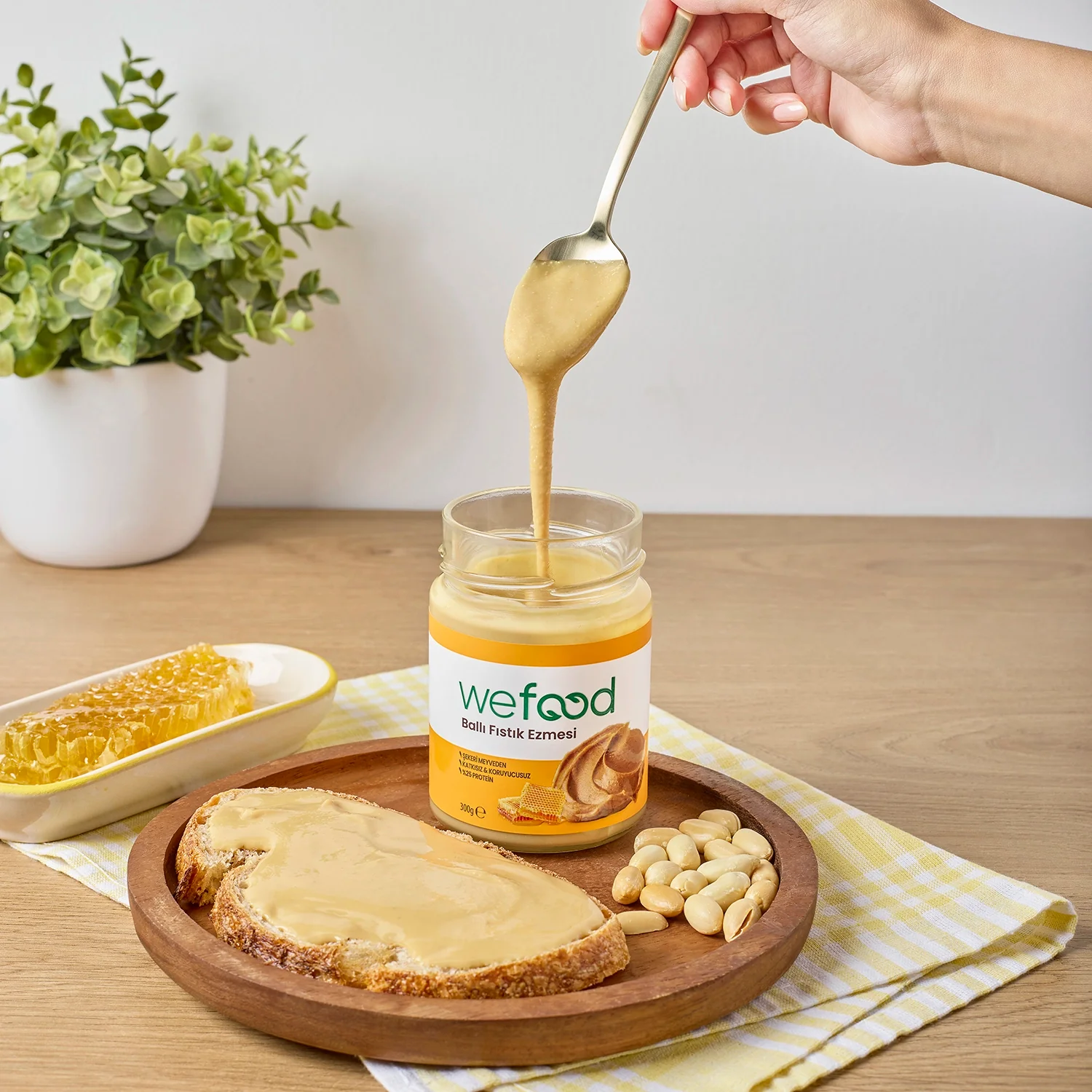 Wefood Şekersiz Ham Ballı Fıstık Ezmesi 300 gr (Fıstık Parçacıklı) - Görsel 5
