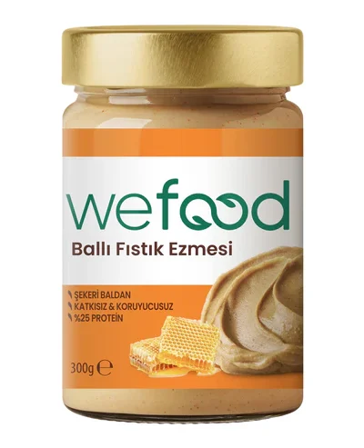 Wefood Şekersiz Ham Ballı Fıstık Ezmesi 300 gr (Fıstık Parçacıklı)